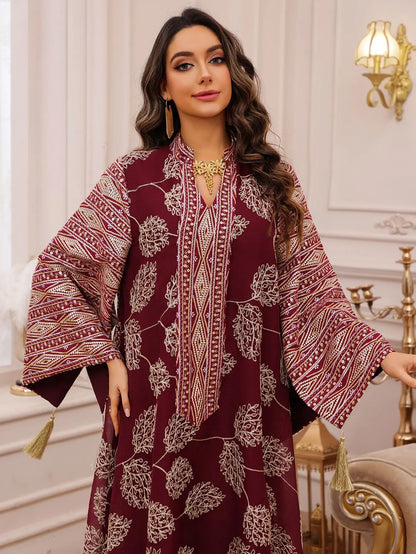 Red Islamic with Gold Detailing Ideal Abayas