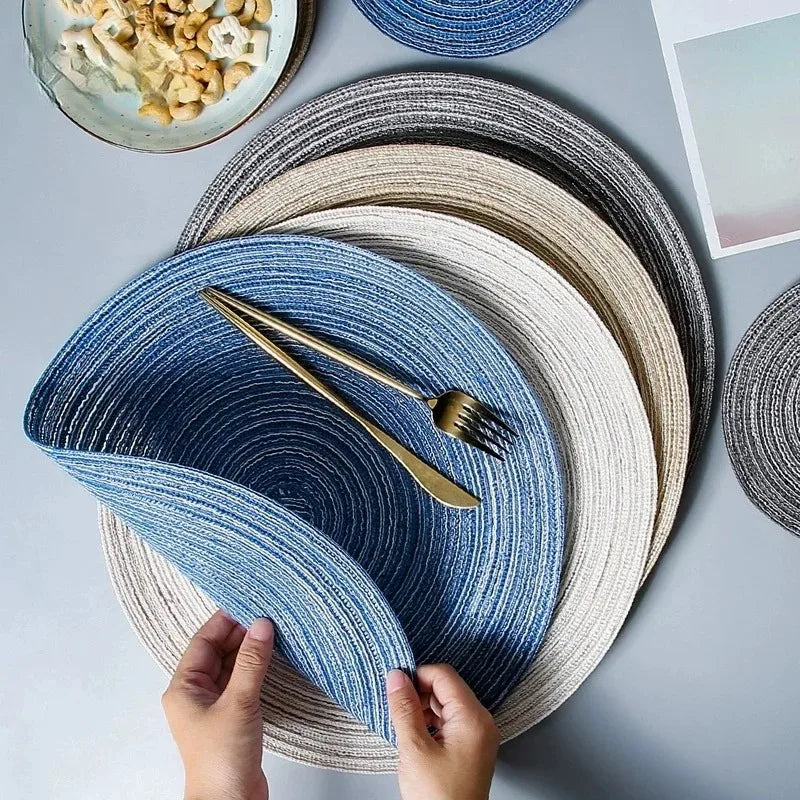 4/6pcs Round Table Mat Woven Bowl Pads