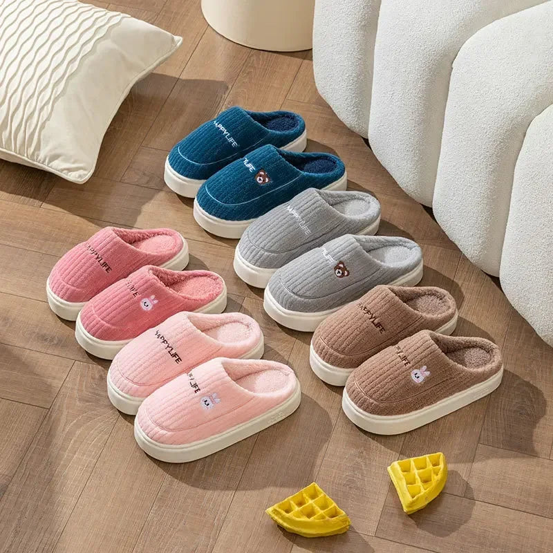 Anti Slip Thick Soled Cotton Slippers