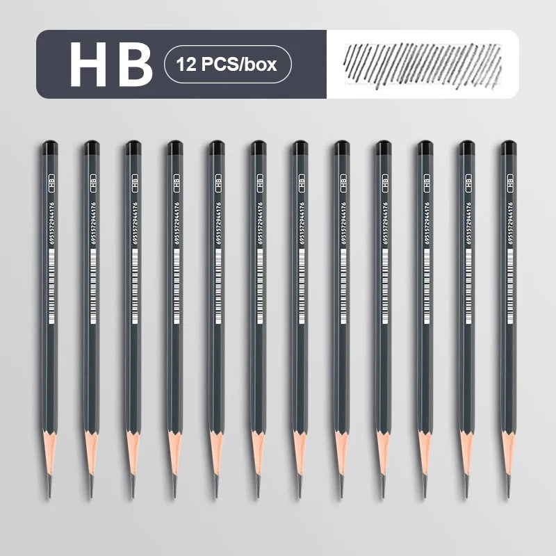 2H HB B 2B 3B 4B 5B 6B 7B 8B 12B 14B Sketch Drawing Graphite Charcoal Pencils Set