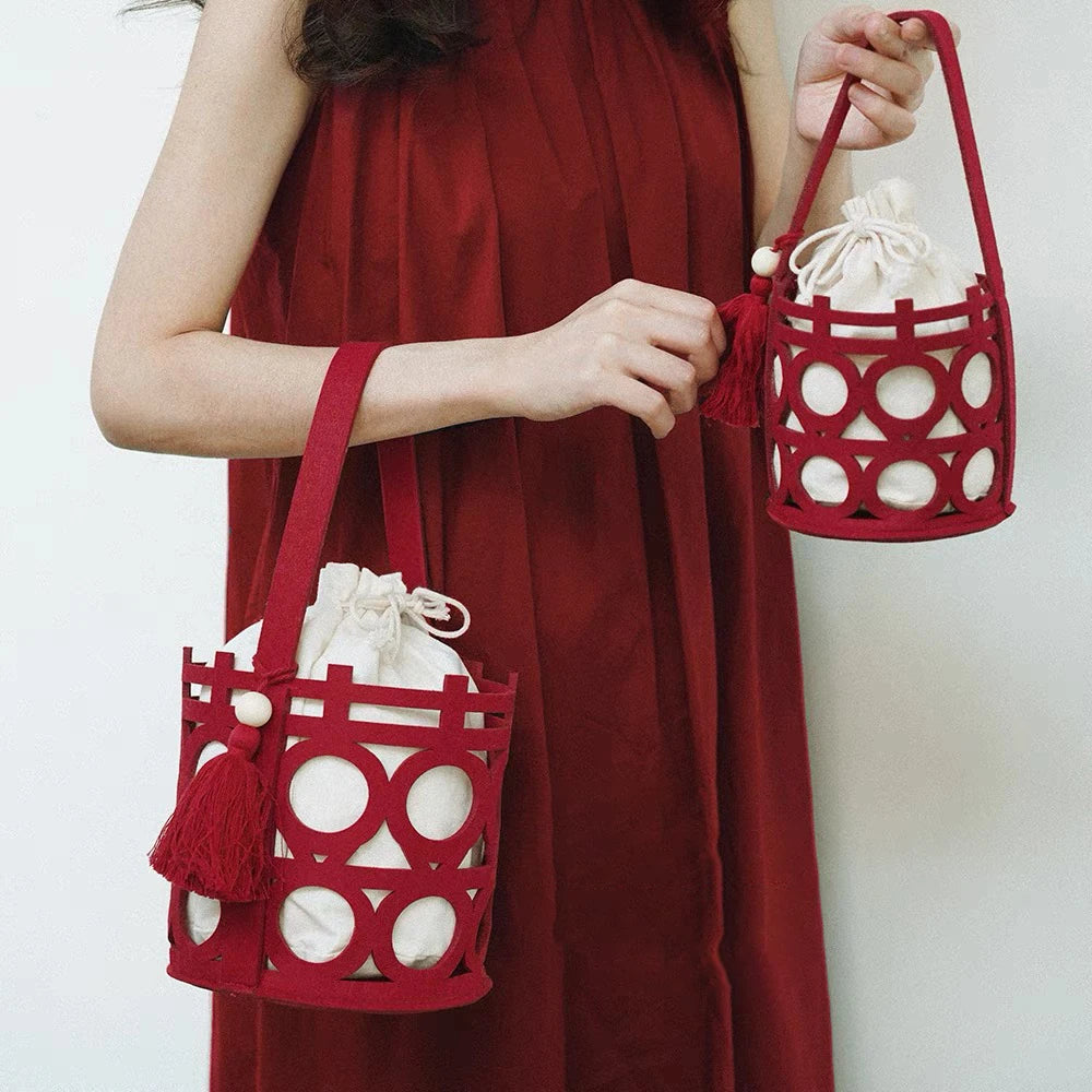 Candy Bags Red Chinese Style Felt Handbag