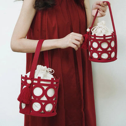 Candy Bags Red Chinese Style Felt Handbag