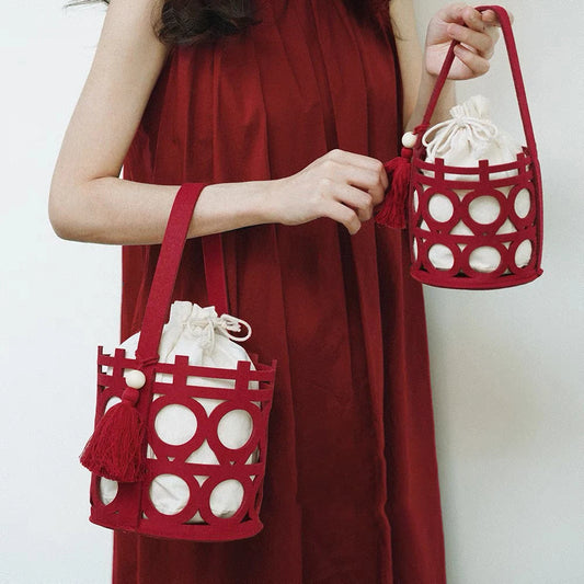 Candy Bags Red Chinese Style Felt Handbag