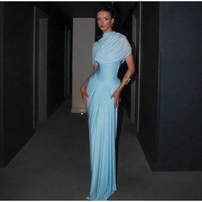 Shawl Maxi Short Sleeve Slim Fit Dress