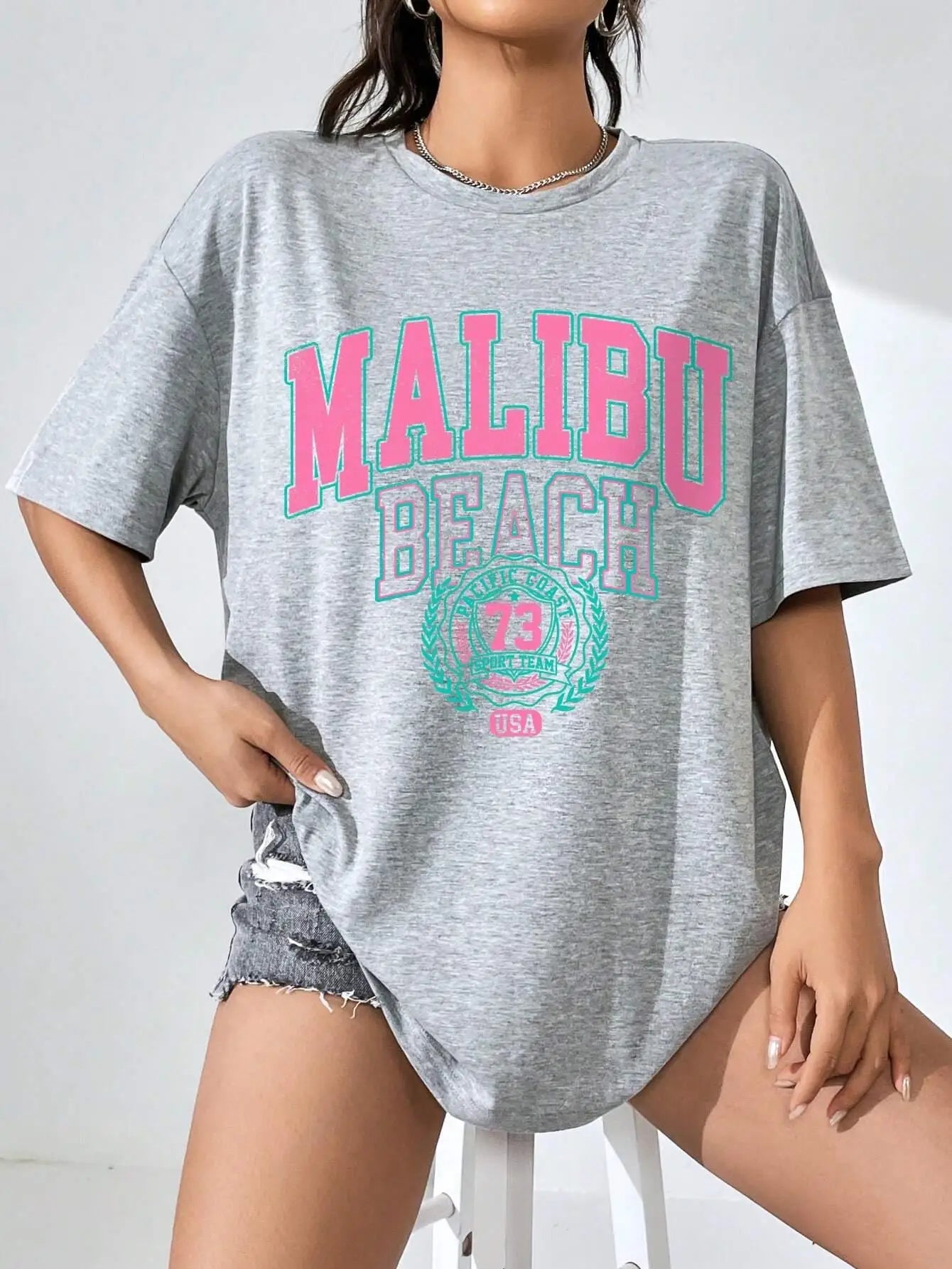 Malibu Beach Letter Street Casual T-shirt