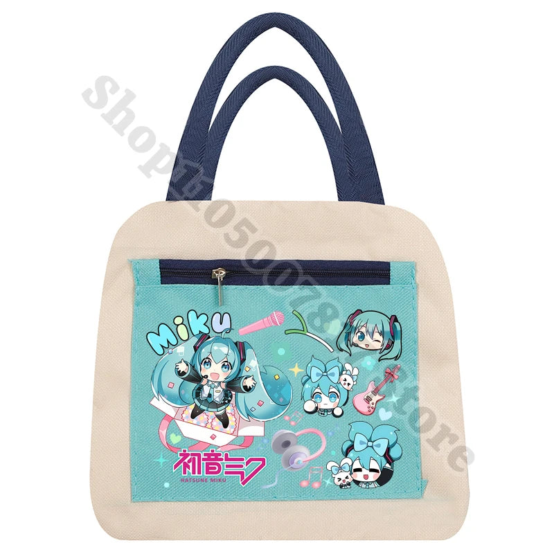 Girl Cartoon Printed Lunch Tote Casual Storage