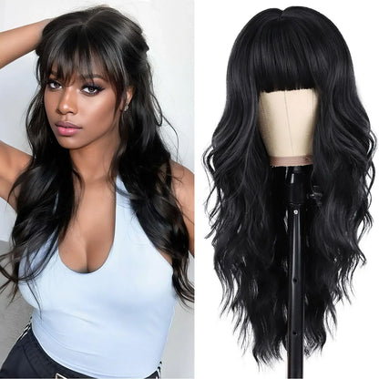 black synthetic curly wig