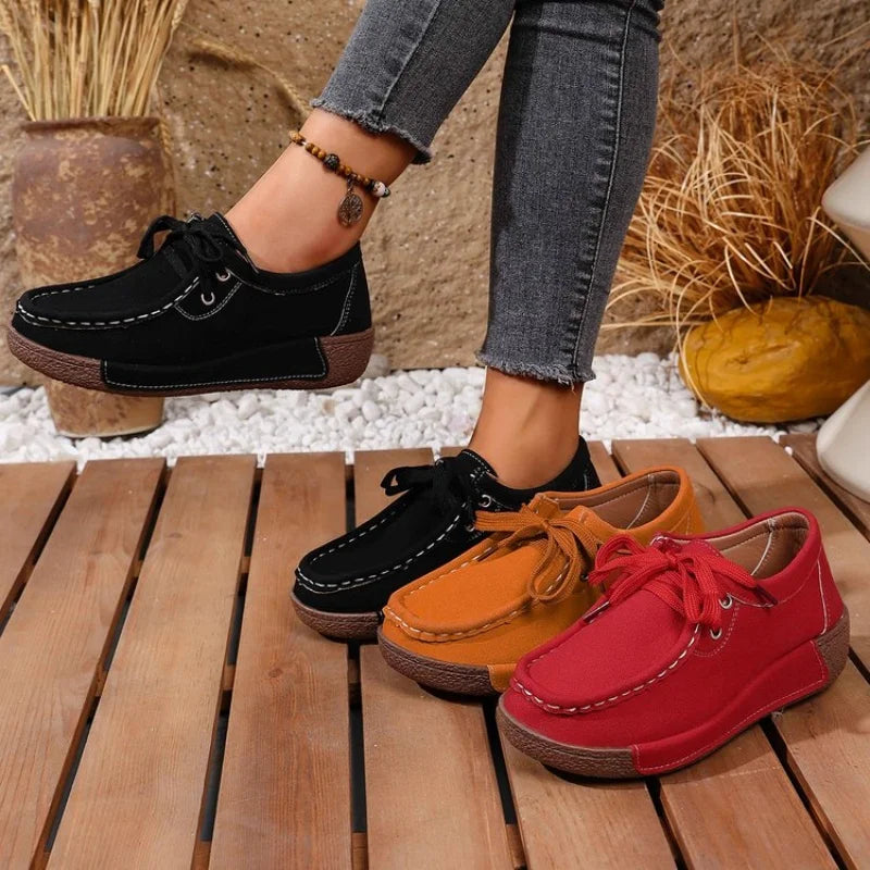 Elegant Lace Up Thick Soled Casual Shoes