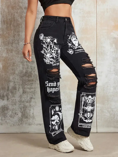 Street INS Ripped Straight Jeans Pants