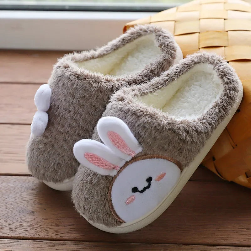 Furry Cute Flip Flops Rabbit Indoor Wooden Floor Warm Cotton Slippers