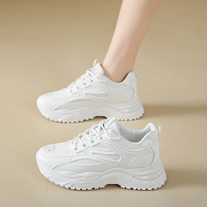 Leather Chunky Thick Tennis Platform Sneakers