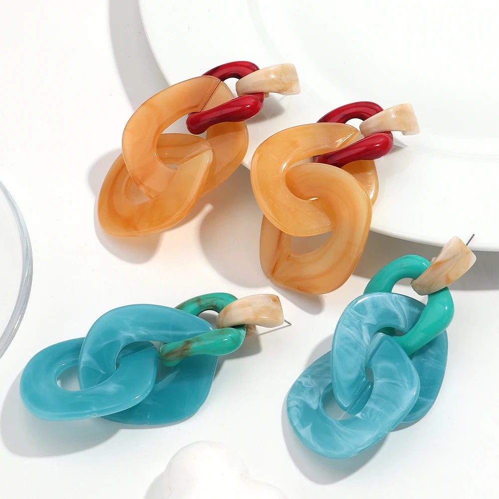 Acrylic Geometric Leopard Print Circle Earring