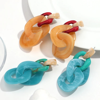 Acrylic Geometric Leopard Print Circle Earring