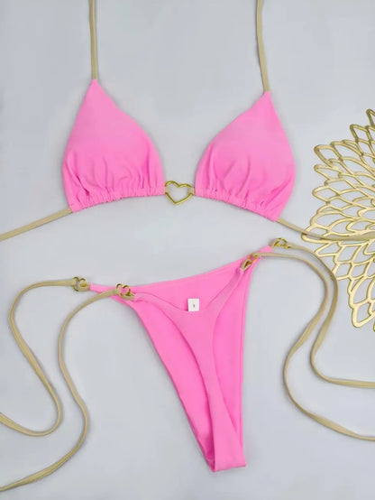 Low Waist Lace-up Swimsuit Bikini Set