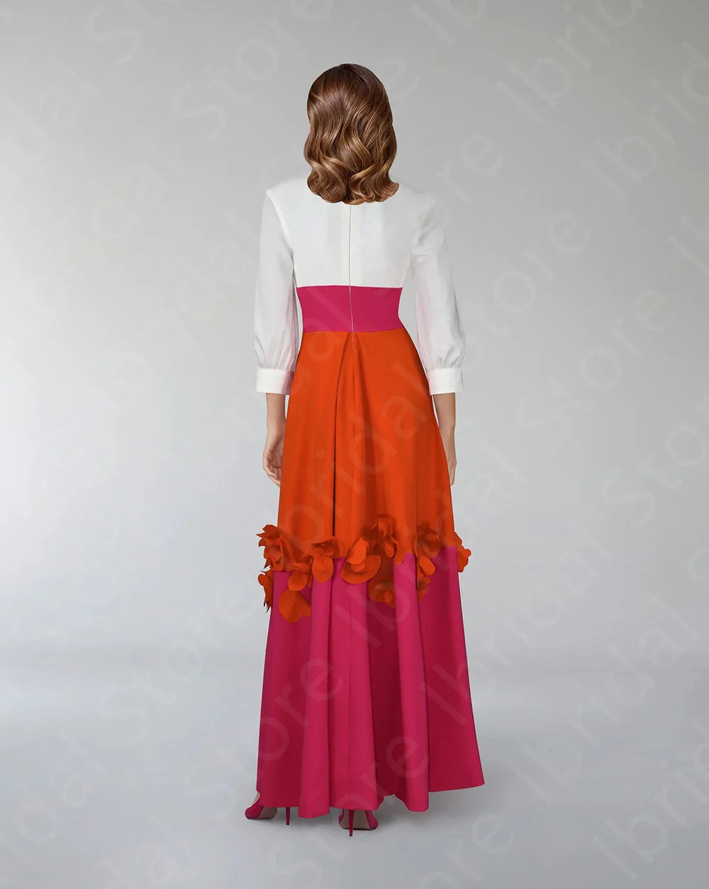 Customized Classic 3/4 Sleeves Flowers Dress