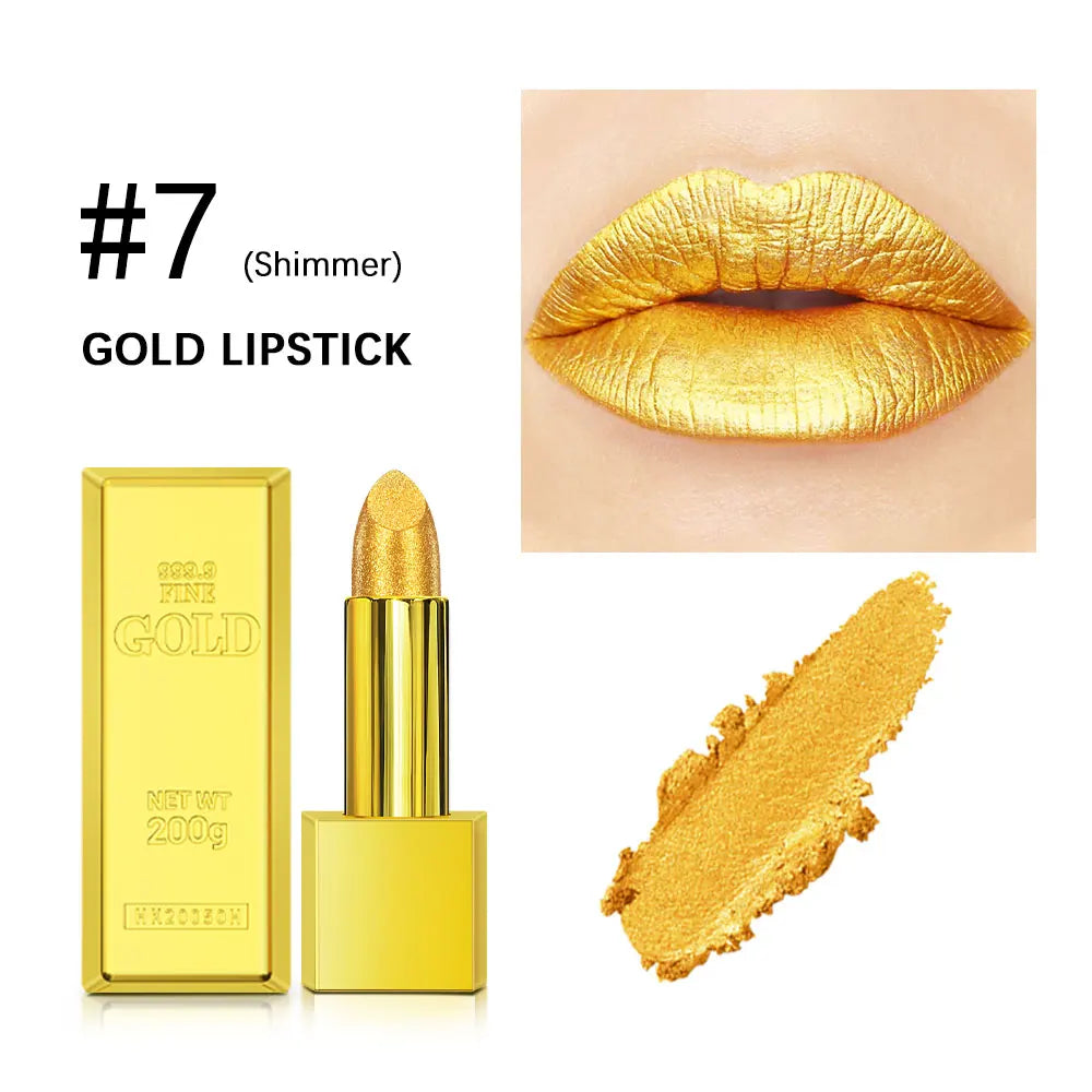Hallowmas High-pigmented Gold Lipstick Shiny Metallic Matte