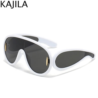 Oversized Wave Mask Luxury Steampunk Sunglasses