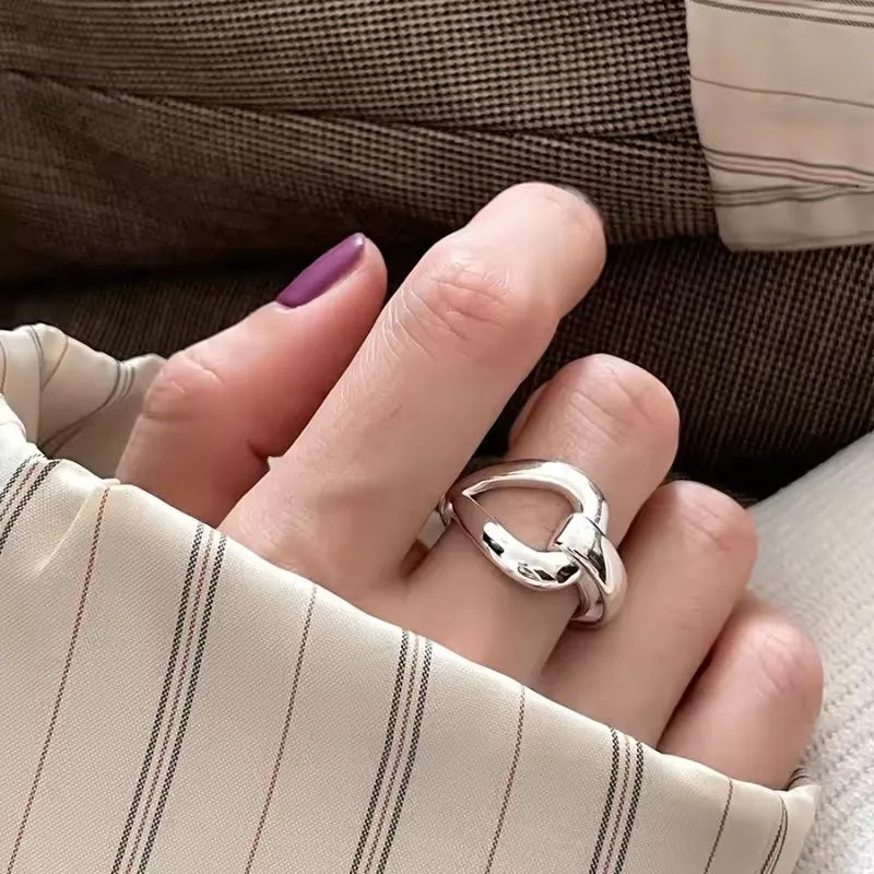 925 Sterling Silver Open Pearl Smile Stackable Finger Ring