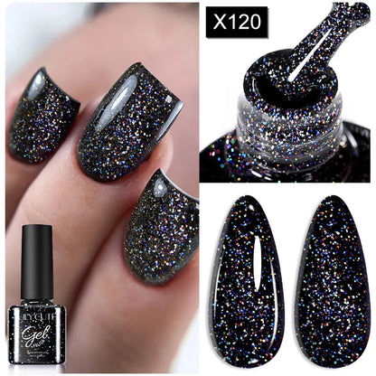 7ml Gold Sparkling Glitter Gel Nail Polish UV Gel Soak off UV LED Nail Gel Varnish