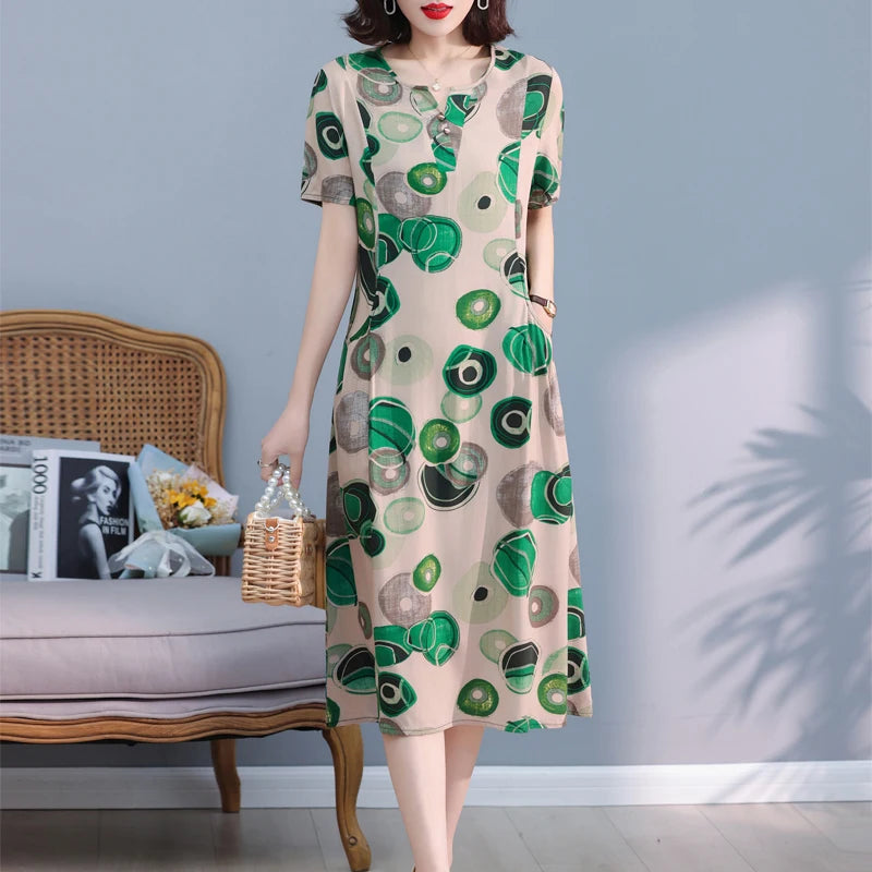 Bata informal de manga corta estilo boho, vestido largo