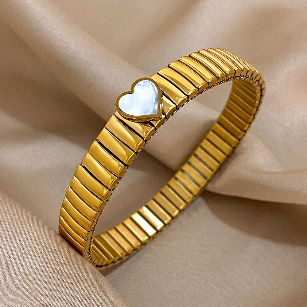 Gold Plated Stainless Steel Elastic Bangles Bracelet