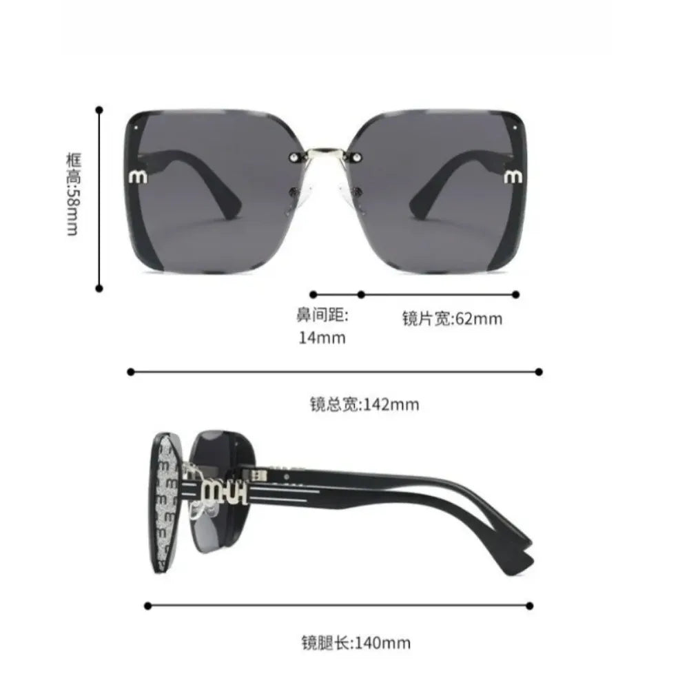 Oversized M Letter Light Luxury Square Sun Glasses