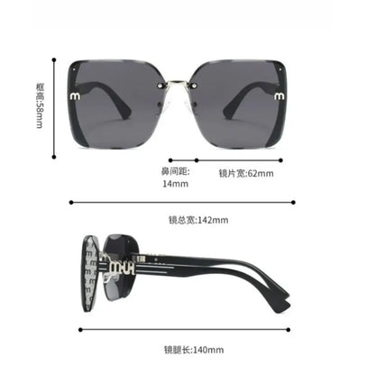 Oversized M Letter Light Luxury Square Sun Glasses