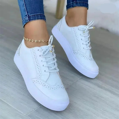 Low-top Vulcanized Round Toe Casual Flat Lace-up Walking Shoes