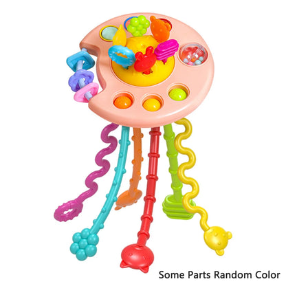 Activity Development Pull String Silicone Teething Rattle Educational Learning Toy