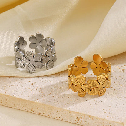DANA 18k Gold Flower Adjustable Rings