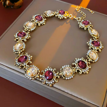 Purple Rhinestone Necklace Jewelry Sets