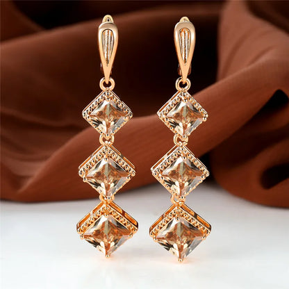 Rose Gold Birthstone Clip Blue Zircon Stone Earrings