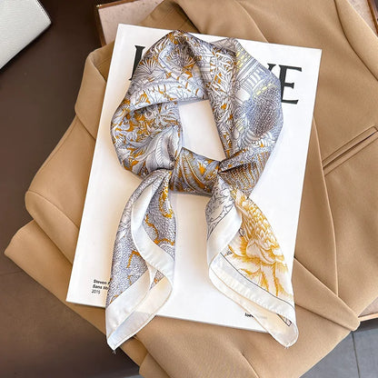 Luxury Silk Square Plaid Satin Scarf