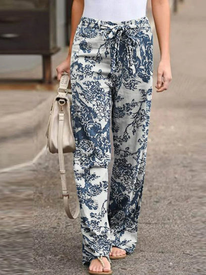 Casual Cotton High Waist Wide Leg Pants