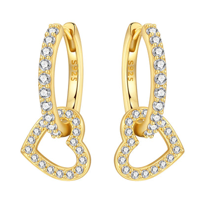 S925 Sterling Silver Zircon 18K Gold Lining Vintage Hoop Earrings