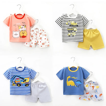 Kids Cartoon Baby Tops Shorts Set
