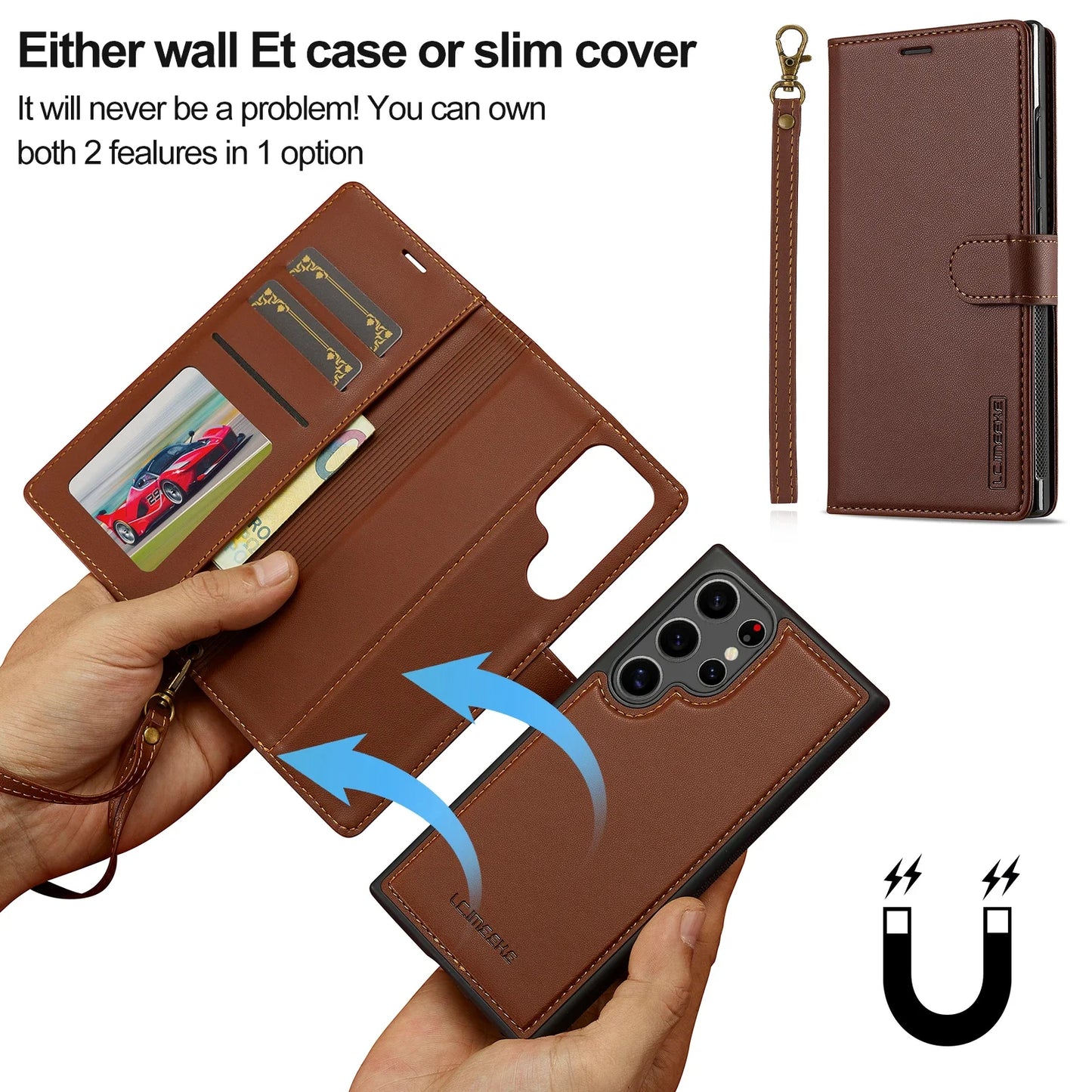 Leather Galaxy Case Magnetic Flip Wallet