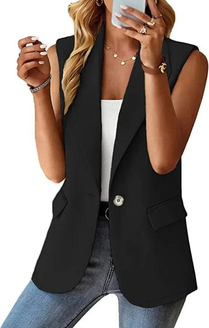 Polo Collar Sleeveless Suit Vest