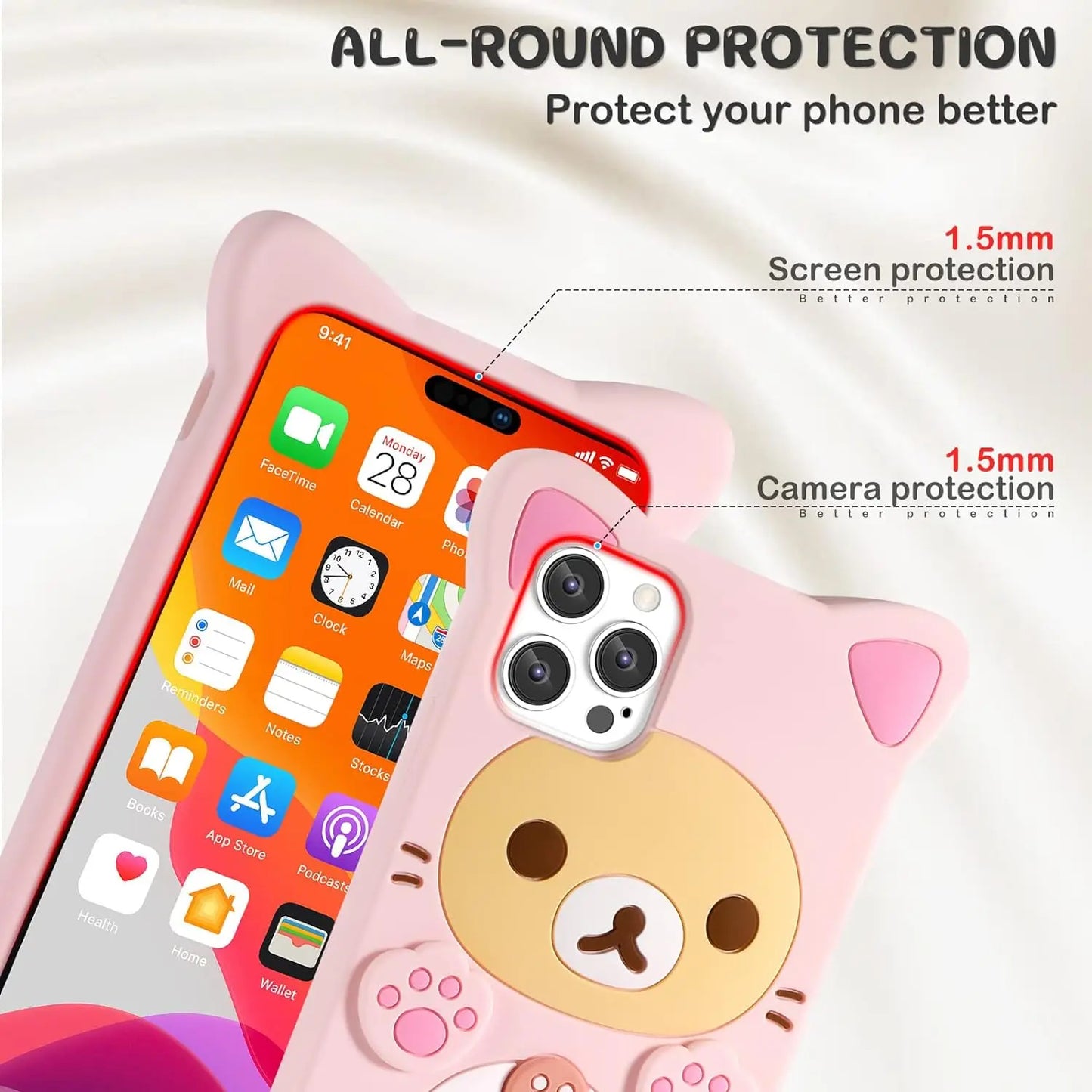 iPhone Pro Max Xs XR 6 7 8 Silicone Rilakkuma Cat Bear Soft Cover Case