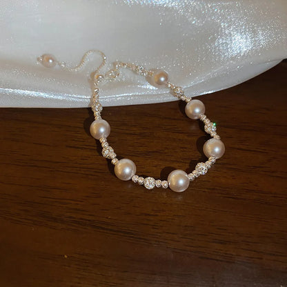 Elegant Imitation Pearl French Gray Pearls Bangles Light Round Beaded Bracelets