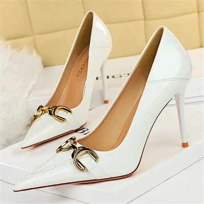 Luxury High Heels Metal Buckle Pumps Shoes