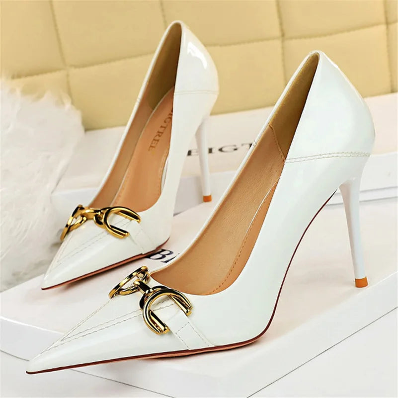 Luxury High Heels Metal Buckle Prom Shoes