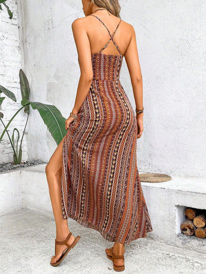 Backless Split Thigh Boho Dress
