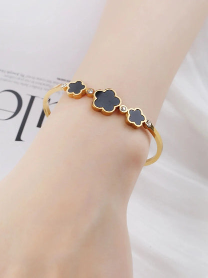 Shell Five-Leaf Flower Stainless Steel Bracelet