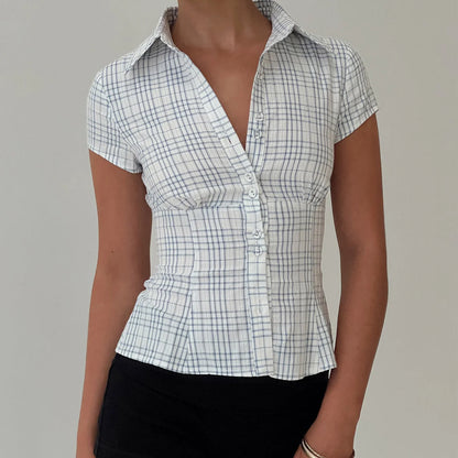 Short Sleeve Plaid Button Down Shirt