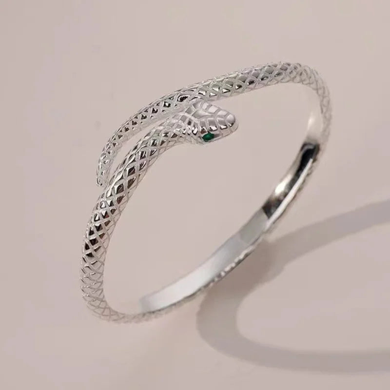 Silver Color Snake Shaped Bangle Bracelet