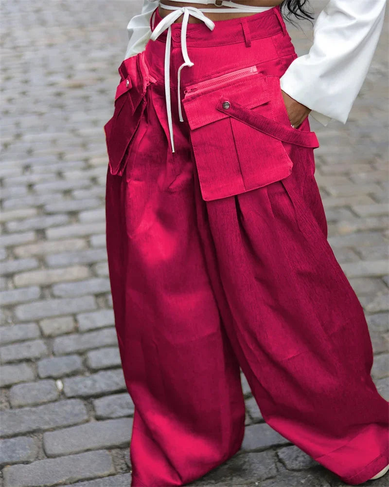 Multi-pocket Loose High Street Wide Leg Pants