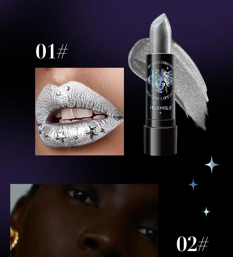Glitter Lipstick Waterproof Diamond Pearlescent Metallic