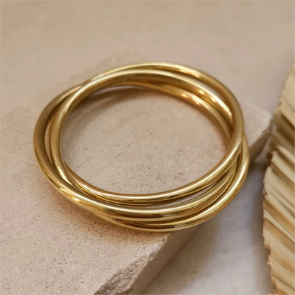 Round Minimalist Gold Bangle Bracelets