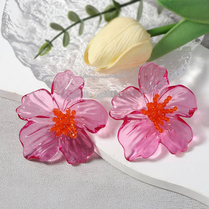 Colorful Acrylic Transparent Flower Earrings